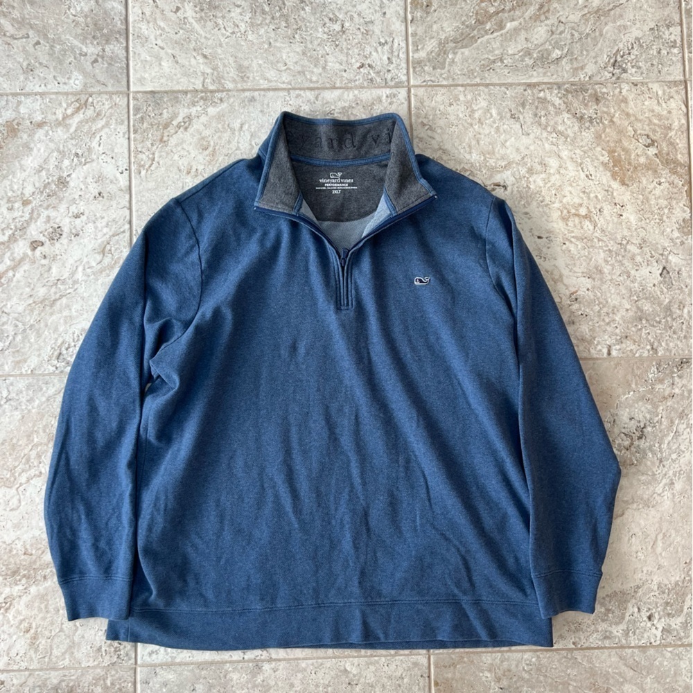 Vineyard Vines Long Sleeve Performance Jersey 1/4 Zip Pullover Sweater, 2XL Tall